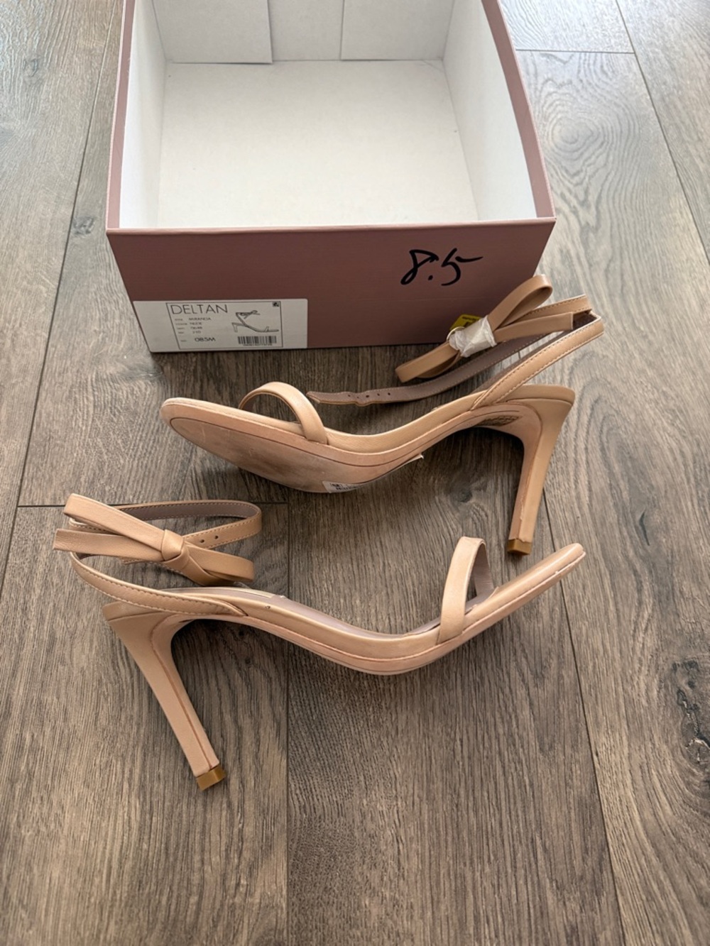Deltan Nude Bow Strappy Stiletto Heels